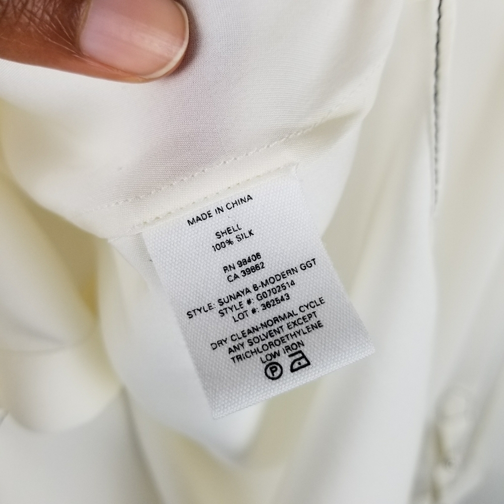 Theory Sunaya B Silk Blouse Button Front Ivory - Picture 4 of 6